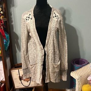 Miss Me Cream Open-Front Cardigan